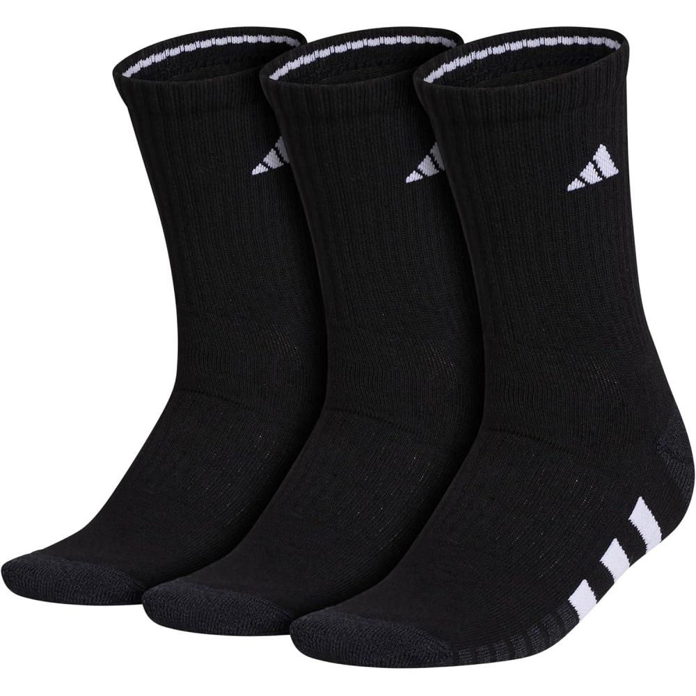 imageadidas womens Cushioned Crew Socks 3pair With Arch CompressionBlackNight GreyWhite