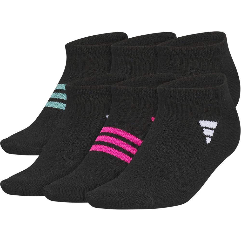 imageadidas womens Superlite No Show Socks 6pair Pack Low Profile Below AnkleBlackPowder Teal GreenBlue Fusion