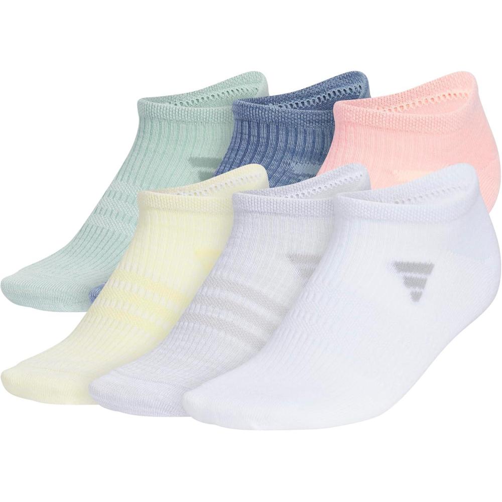 imageadidas womens Superlite No Show Socks 6pair Pack Low Profile Below AnkleHazy GreenPreloved Ink BlueSemi Pink Spark