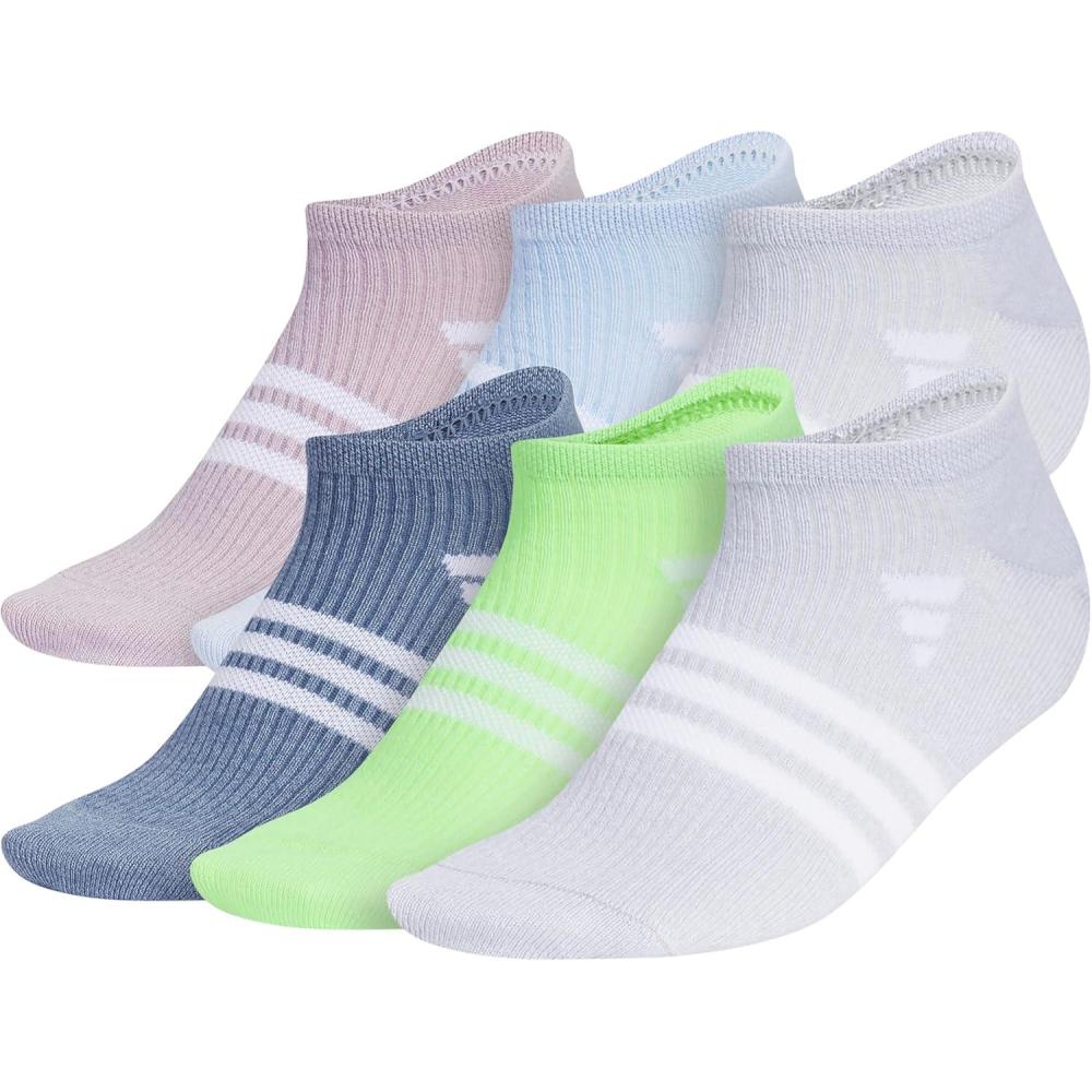 imageadidas womens Superlite No Show Socks 6pair Pack Low Profile Below AnklePreloved Fig PurpleBlue DawnClear Onix Grey