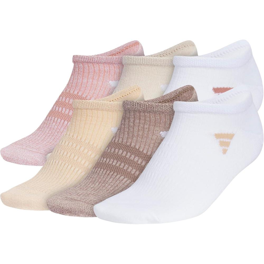 imageadidas womens Superlite No Show Socks 6pair Pack Low Profile Below AnkleWarm Clay PinkWonder BeigeWhite