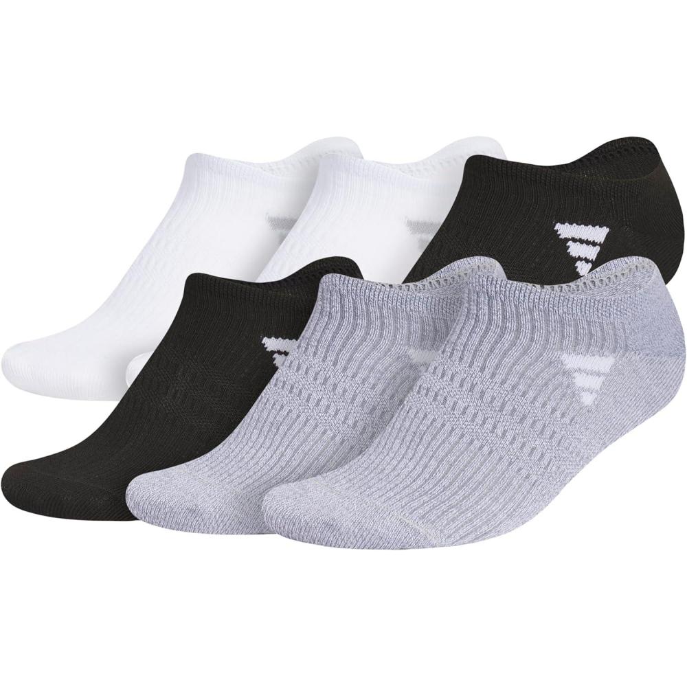 imageadidas womens Superlite No Show Socks 6pair Pack Low Profile Below AnkleWhiteBlackGrey