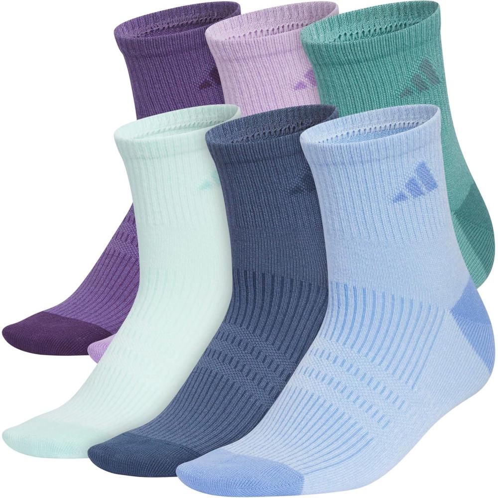 imageadidas womens Superlite Quarter Ankle Socks 6pair PackAurora Plum PurplePowder Plum PurplePowder Teal Green