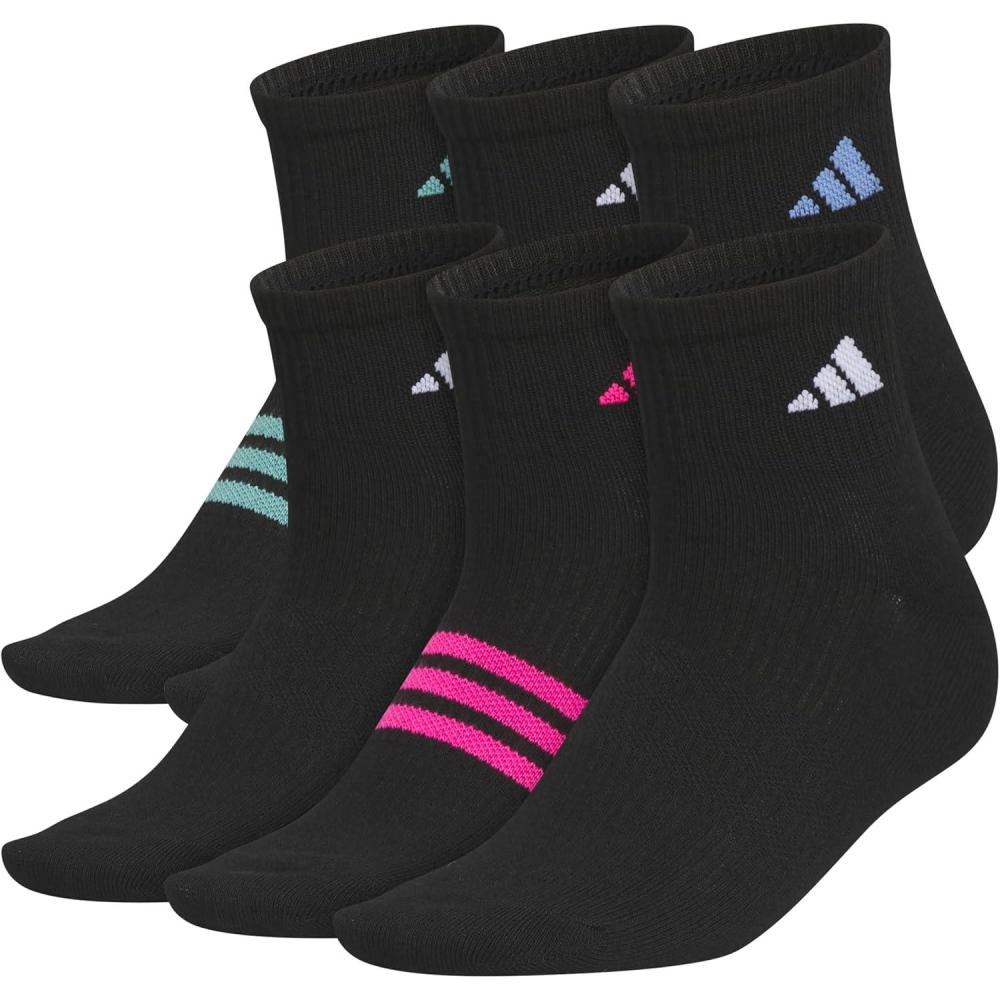imageadidas womens Superlite Quarter Ankle Socks 6pair PackBlackPowder Teal GreenBlue Fusion