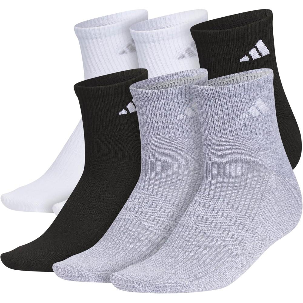 imageadidas womens Superlite Quarter Ankle Socks 6pair PackWhiteBlackGrey