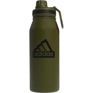 adidas 1 Liter (32 oz) Metal Water Bottle, Hot/Cold Double-Walled Insulated 18/8 Stainless Steel, Focus Olive Green/Black, 32 Ounces(Focus Olive Green/Black)
