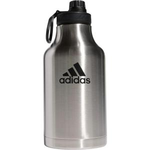 adidas 2 Liter (62 Oz) Metal Water Bottle, Hot/Cold Double-Walled Insulated 18/8 Stainless Steel(Stainless Steel/Black)