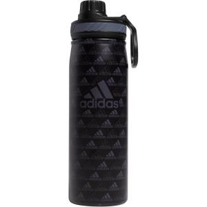 adidas 20 oz Stainless Steel Water Bottle, Insulated Double-Walled 18/8 Metal, Men, Women, Girls and Boys(BOS Mini Monogram Black/Black/Onix Grey)