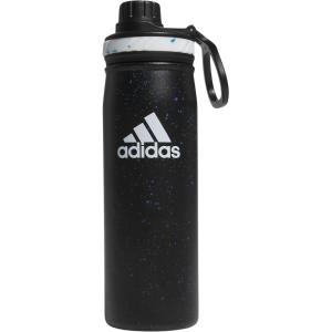 adidas 20 oz Stainless Steel Water Bottle, Insulated Double-Walled 18/8 Metal, Men, Women, Girls and Boys(Black/Bright Royal Blue/White)