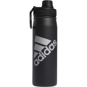 adidas 20 oz Stainless Steel Water Bottle, Insulated Double-Walled 18/8 Metal, Men, Women, Girls and Boys(Black/Silver Metallic)