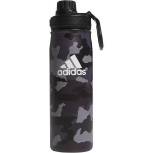 adidas 20 oz Stainless Steel Water Bottle, Insulated Double-Walled 18/8 Metal, Men, Women, Girls and Boys(Camouflage Carbon/Black/White)