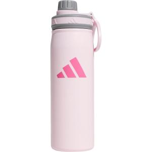 adidas 20 oz Stainless Steel Water Bottle, Insulated Double-Walled 18/8 Metal, Men, Women, Girls and Boys(Clear Pink/Grey/Pink Fusion)