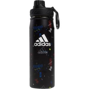adidas 20 oz Stainless Steel Water Bottle, Insulated Double-Walled 18/8 Metal, Men, Women, Girls and Boys(Icon Brand Love Black/Black/White)