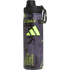 adidas 20 oz Stainless Steel Water Bottle, Insulated Double-Walled 18/8 Metal, Men, Women, Girls and Boys(Upscaled Mix-black/Lucid Lemon Yellow)