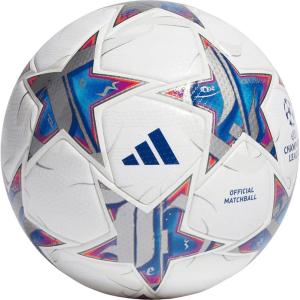 adidas 2024 UCL Pro London Official Match Soccer Ball(WHITE/SILVER MET./BRIGHT CYAN/TEAM ROYAL BLUE)