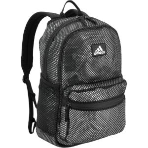 adidas Hermosa Mesh Backpack, See-Through Transparent Clear Festival Bag, Black/White/2.0, One Size(Black/White/2.0)
