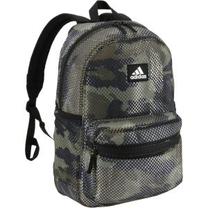 adidas Hermosa Mesh Backpack, See-Through Transparent Clear Festival Bag, Black/White/2.0, One Size(Core Camo Legacy Green/2.0)