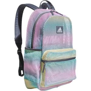 adidas Hermosa Mesh Backpack, See-Through Transparent Clear Festival Bag, Black/White/2.0, One Size(Gradient Flash Aqua/Onix Grey/2.0)