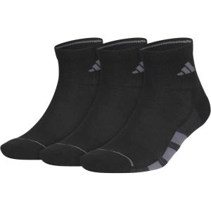 adidas Men’s All Day Training Quarter Socks sports performance above the ankle height with cushioning for running (3-Pair)(Black/Onix Grey/Night Grey)
