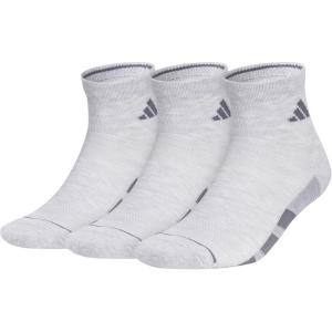 adidas Men’s All Day Training Quarter Socks sports performance above the ankle height with cushioning for running (3-Pair)(Cool Light Heather/Onix Grey/Grey)
