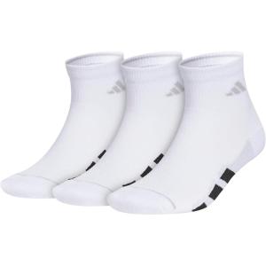 adidas Men’s All Day Training Quarter Socks sports performance above the ankle height with cushioning for running (3-Pair)(White/Black/Clear Onix Grey)