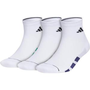 adidas Men’s All Day Training Quarter Socks sports performance above the ankle height with cushioning for running (3-Pair)(White/Semi Court Green/Dark Blue)