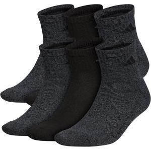 adidas Men’s Athletic Cushioned 6-Pack Quarter, Athletic Cushioned Quarter Ankle Socks for Men with Arch Support(Black/Onix Grey)