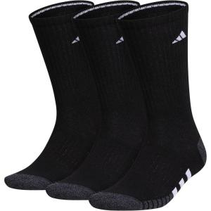adidas Men’s Crew Socks 3-Pack – Cushioned for Workout(Black/Onix Grey/White)