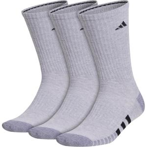 adidas Men’s Crew Socks 3-Pack – Cushioned for Workout(Cool Light Heather/Grey/Black)