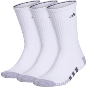 adidas Men’s Crew Socks 3-Pack – Cushioned for Workout(White/Grey/Onix Grey)