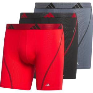 adidas Men’s Performance Athletic Mesh Boxer Brief Underwear 3-Pack, Moisture Wicking, Sport Comfort(Better Scarlet/Black/Onix Grey)