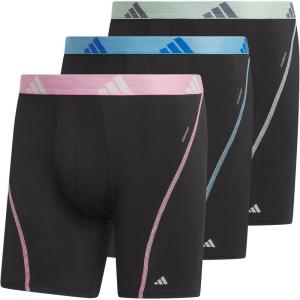 adidas Men’s Performance Athletic Mesh Boxer Brief Underwear 3-Pack, Moisture Wicking, Sport Comfort(Black/Bliss Pink/Semi Blue Burst)