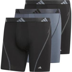 adidas Men’s Performance Athletic Mesh Boxer Brief Underwear 3-Pack, Moisture Wicking, Sport Comfort(Black/Onix Grey/Black)