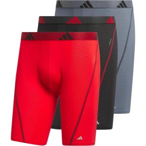 adidas Men’s Performance Mesh Long Boxer Brief Underwear (3-Pack), for Active Sport and All Day Comfort(Better Scarlet/Black/Onix Grey)