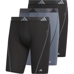 adidas Men’s Performance Mesh Long Boxer Brief Underwear (3-Pack), for Active Sport and All Day Comfort(Black/Onix Grey/Black)
