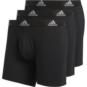 adidas Men’s Performance Stretch Cotton Boxer Briefs 3-Pack, Soft Underwear, Superior Comfort(Black/Black Black/Black Black/Black)