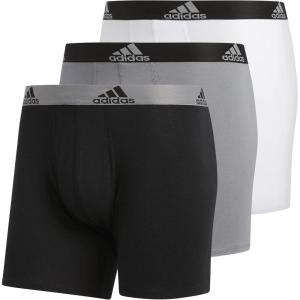 adidas Men’s Performance Stretch Cotton Boxer Briefs 3-Pack, Soft Underwear, Superior Comfort(Black/Grey Grey/Black White/Black)