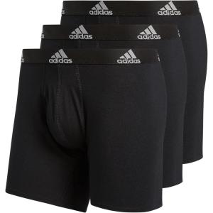 adidas Men’s Performance Stretch Cotton Boxer Briefs 3-Pack, Soft Underwear, Superior Comfort(Black/Light Onix Grey)