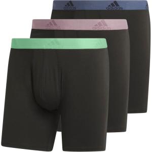 adidas Men’s Performance Stretch Cotton Boxer Briefs 3-Pack, Soft Underwear, Superior Comfort(Black/Semi Green Spark/Preloved Fig Purple)