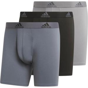 adidas Men’s Performance Stretch Cotton Boxer Briefs 3-Pack, Soft Underwear, Superior Comfort(Onix Grey/Black/Grey)