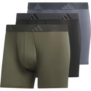 adidas Men’s Stretch Cotton Boxer Brief Underwear (3-Pack) -2020(Olive Strata Green/Black/Onix Grey/Microfiber)
