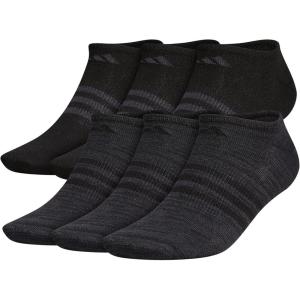 adidas Men’s Superlite No Show Socks with Arch Compression, Athletic, Durable, Lightweight, Breathable, 6-Pack(Black/Night Grey/2.0)