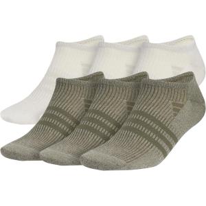adidas Men’s Superlite No Show Socks with Arch Compression, Athletic, Durable, Lightweight, Breathable, 6-Pack(Off White/Putty Grey/Olive Strata Green)