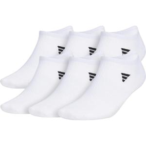 adidas Men’s Superlite No Show Socks with Arch Compression, Athletic, Durable, Lightweight, Breathable, 6-Pack(White/Black/3.0)