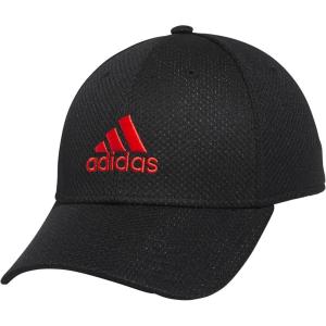 adidas Mens Zags 2.0 Structured Mid Crown A-Flex Stretch Fit HatBaseball Cap(Black/Hi-res Red)