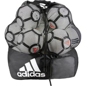 adidas Stadium Mesh Soccer Bag, Laundry Bag, Heavy Duty Soccer Ball Bags for Coaches, Men and Women, Holds Up To 15 Balls(Black/White)