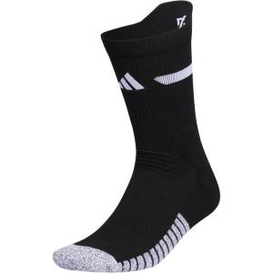 adidas Unisex Adizero Football Socks (1 Pair) Cushioned Crew for Men Women Kids Team Sports(Black/White  2.0)