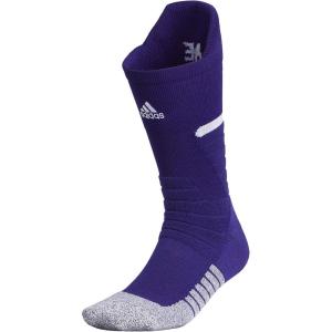 adidas Unisex Adizero Football Socks (1 Pair) Cushioned Crew for Men Women Kids Team Sports(Collegiate Purple/White)