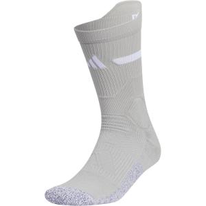 adidas Unisex Adizero Football Socks (1 Pair) Cushioned Crew for Men Women Kids Team Sports(Mid Grey/White  2.0)