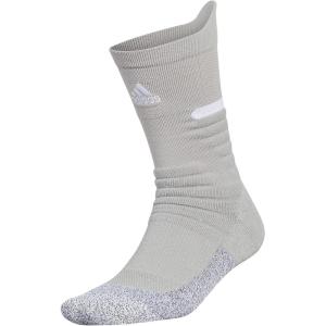 adidas Unisex Adizero Football Socks (1 Pair) Cushioned Crew for Men Women Kids Team Sports(Mid Grey/White)